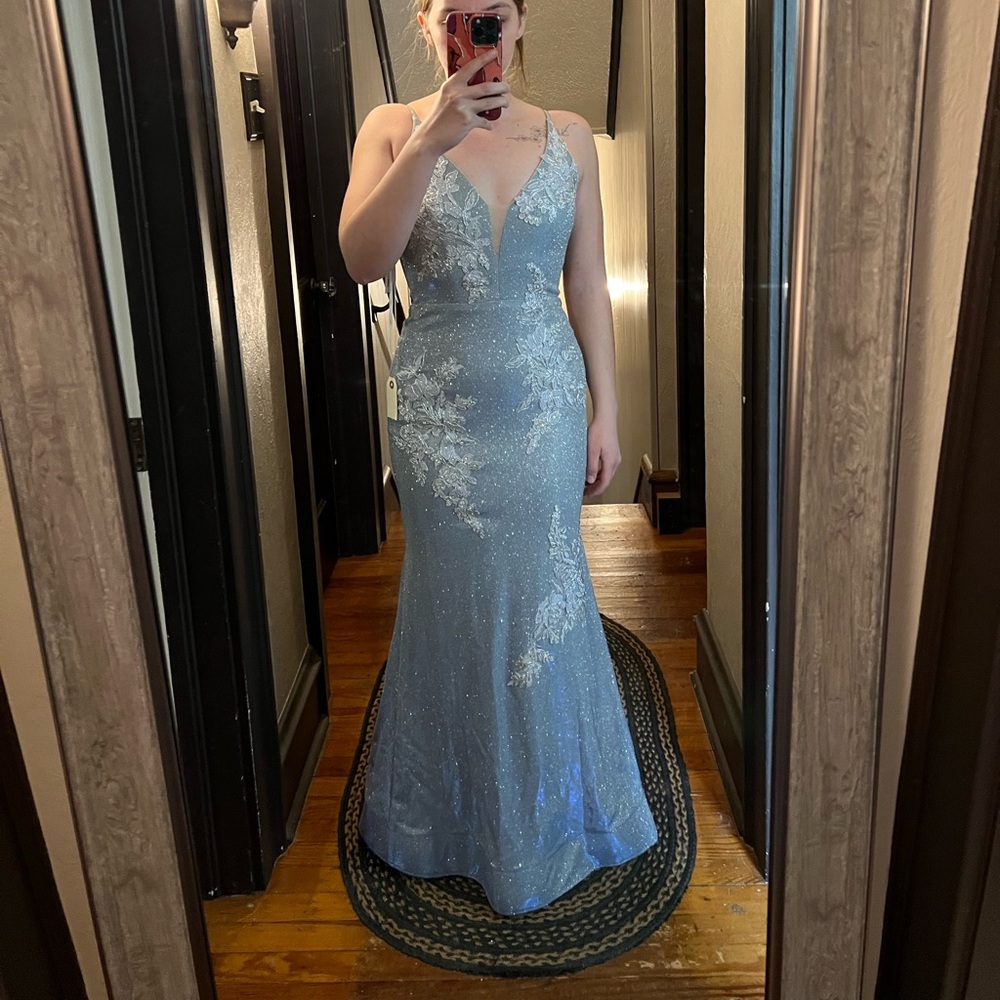 Brand New Silver-Blue Prom Dress
